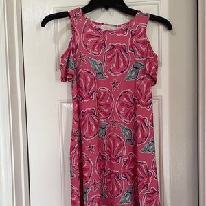 Simply Southern Pink and Green Shell Print Mini Dress